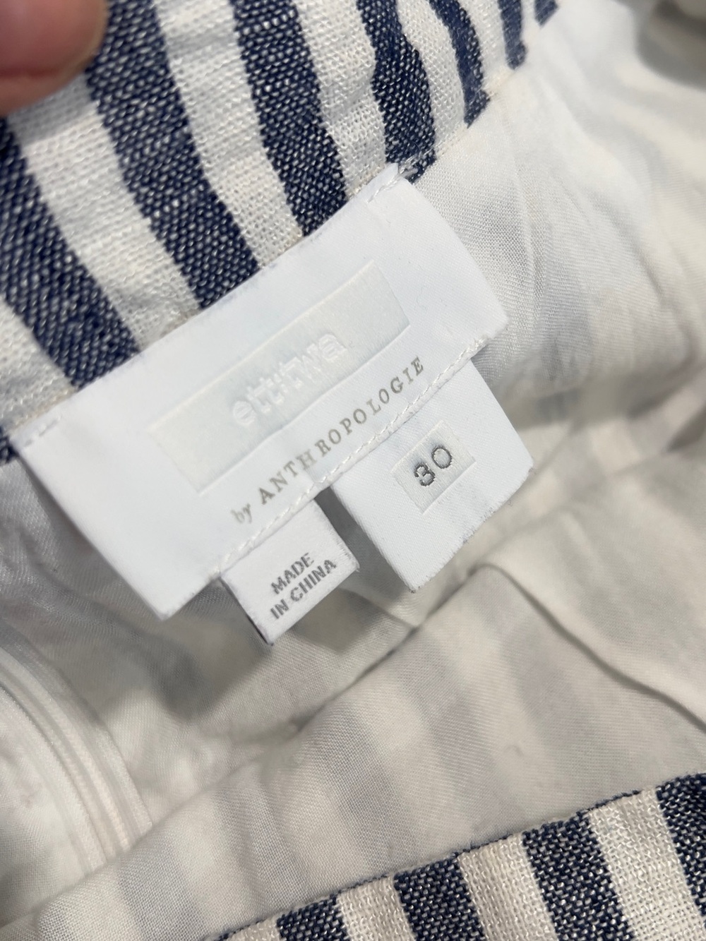 Anthropologie ett:twa blue and White Striped Women’s Linen Shorts - Picture 7 of 11